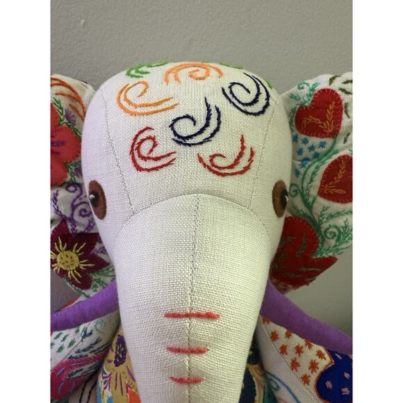 Handmade Embroidered Elephant Plush – Colorful Textile Art from South Africa - Picture 2 of 16